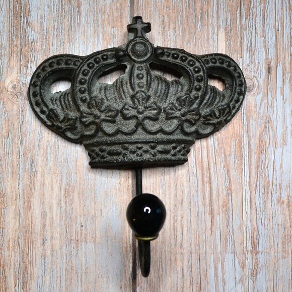 King And Queen Crown Designed Cast Iron Hooks Towels Jackets Decor Accent - Picture 4 of 5
